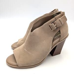 Vince Camuto Fareena Cutout Block Heel Bootie Women's Natural Size US11M EU42.5